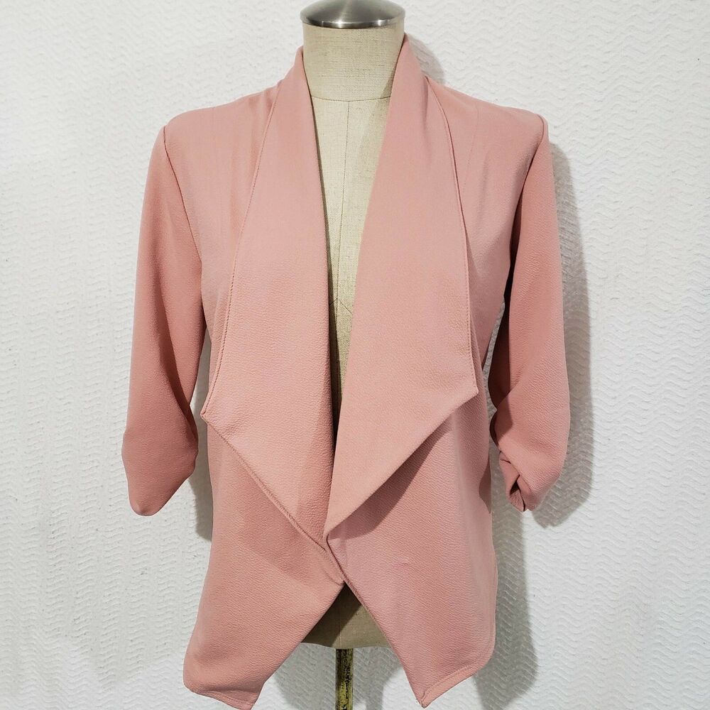 Excellent Magnolia Light Pink Blazer Cardigan Open Front Made in USA  S